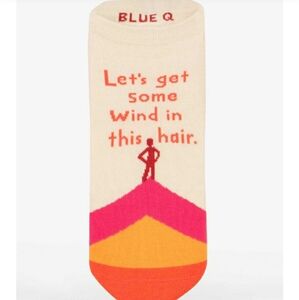 Blue Q Let's Get Some Wind In This Hair Sneaker Socks